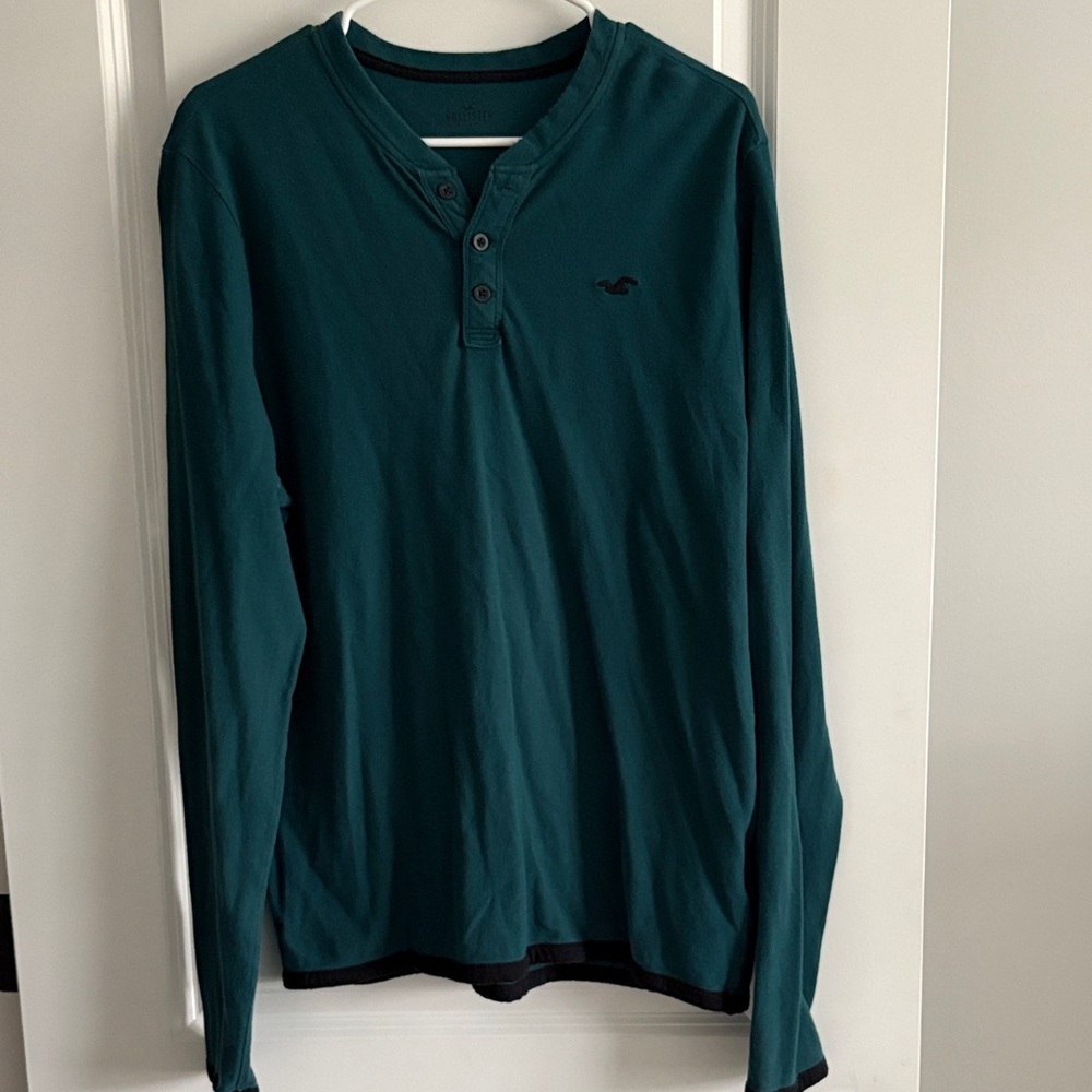 Hollister Dark Teal Long Sleeve Henley